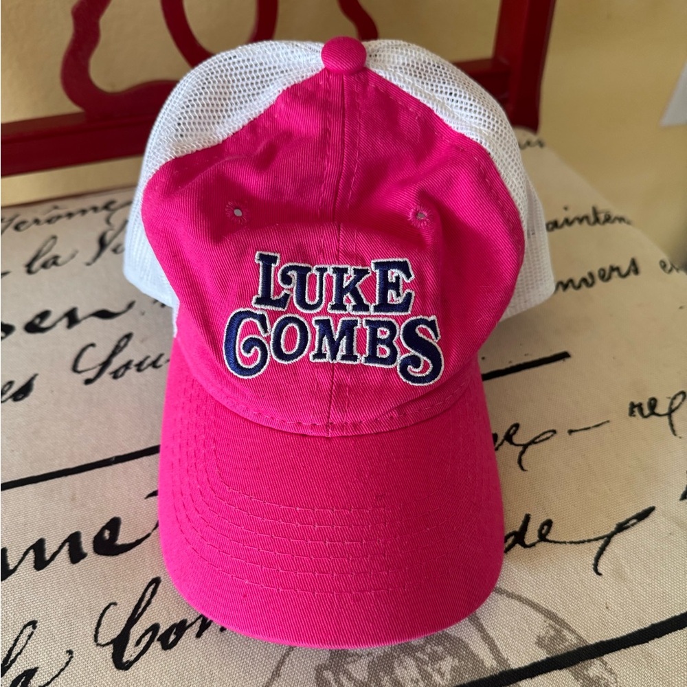 Luke Comb's Happy Mother's Day Ladies Fit Pink Adjustable Trucker Hat GUC